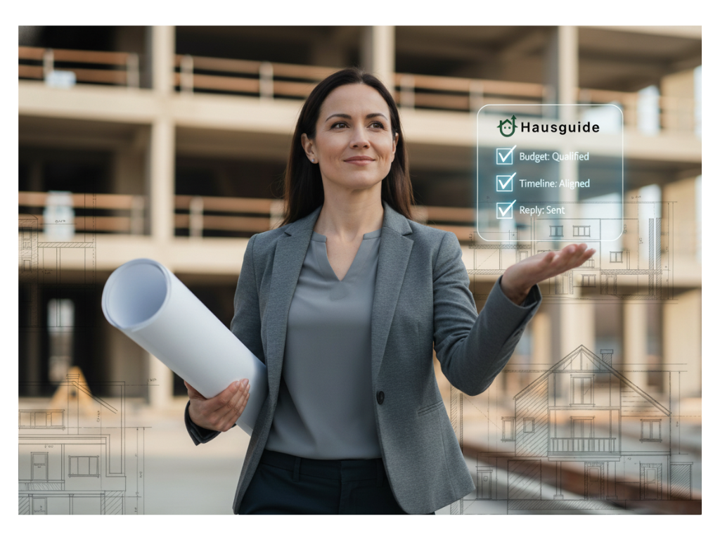 Architect with a flowchart showing complete lead system